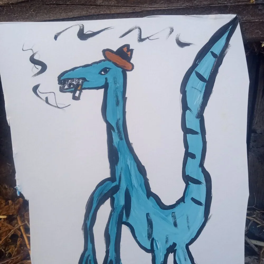 Dinosaur Painting Whimsical Decor - Picture 4 of 10